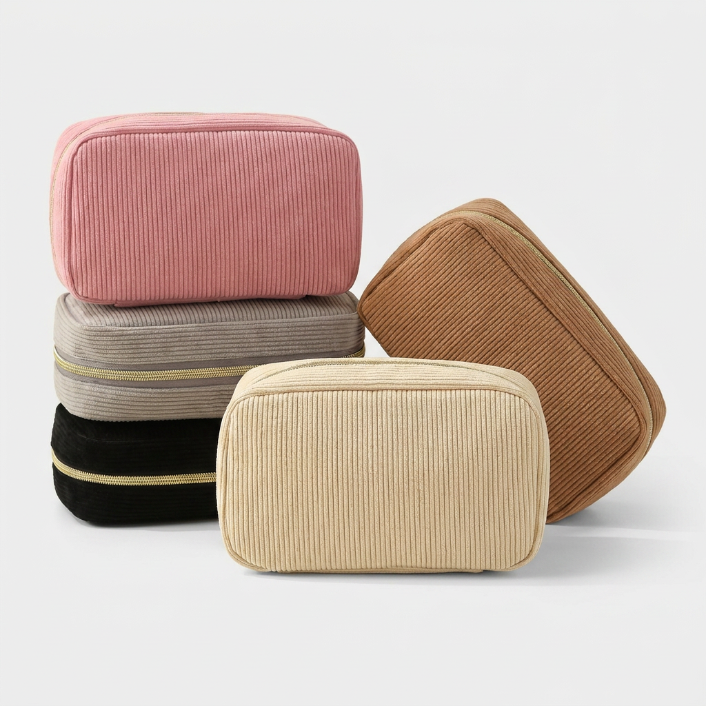 TRITON - Trousse de Maquillage Velours Côtelé Élégante