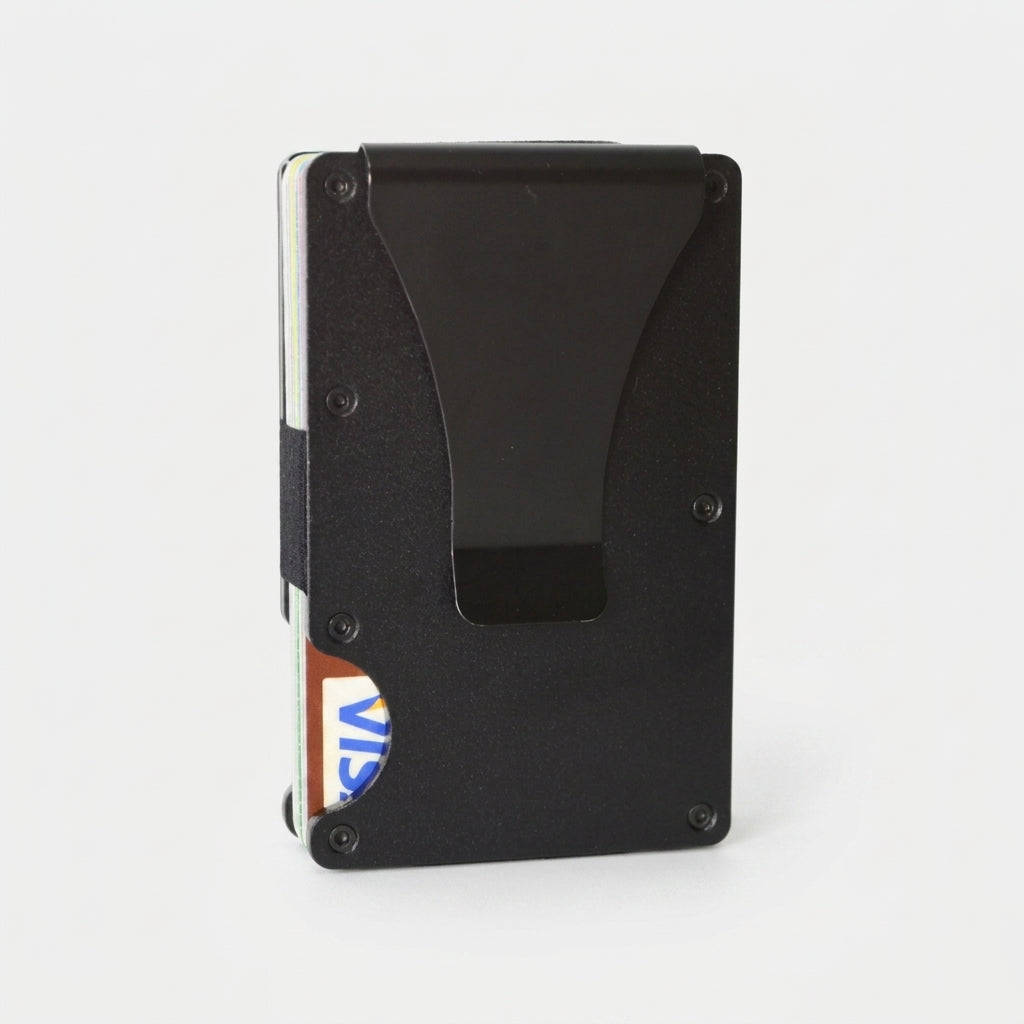 Zéphyr - Portefeuille Minimaliste Anti-RFID Aluminium Noir
