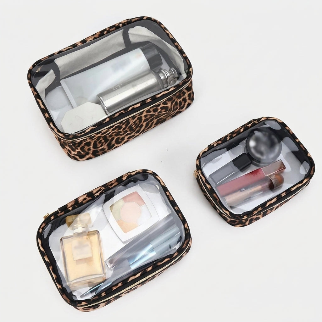 BELLEROPHON - Trousse de Toilette Transparente Léopard