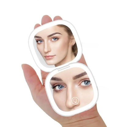 Miroir Grossissant De Poche Avec Led