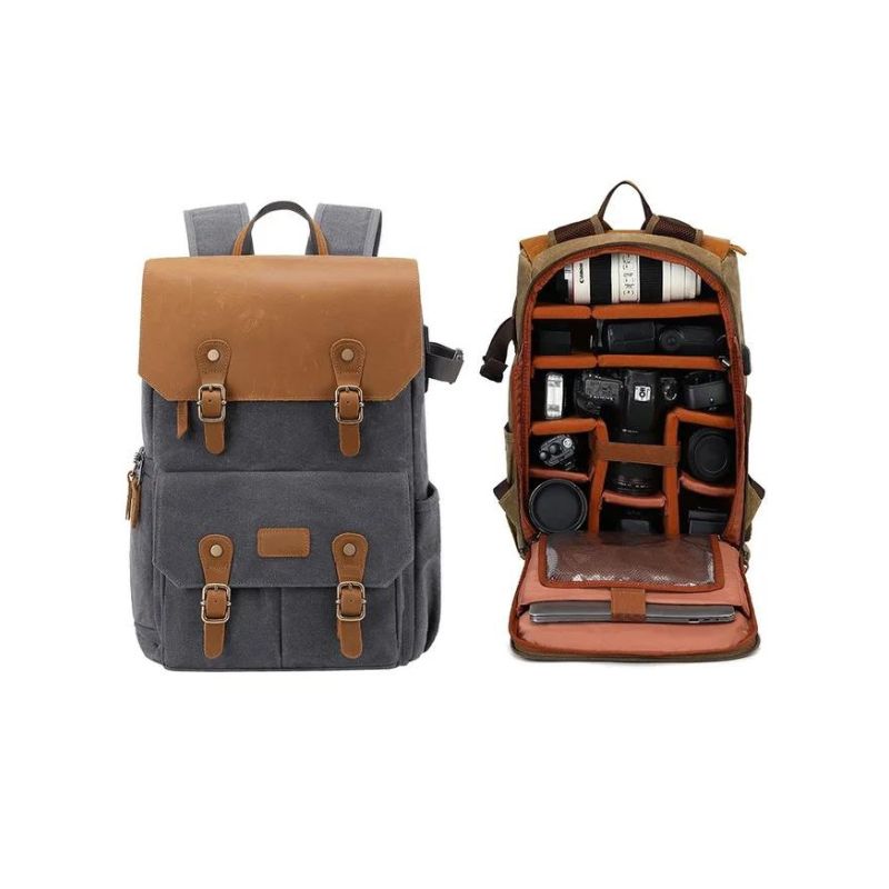 sac a dos appareil photo cuir