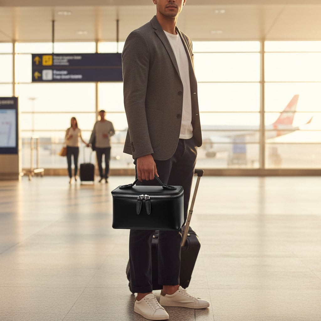 Trousse de Toilette Cuir Personnalisable - en voyage