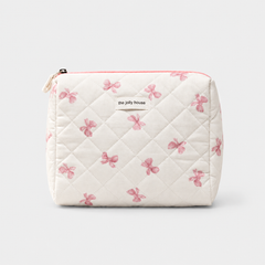 PETALINE – Trousse de toilette matelassée nœuds roses