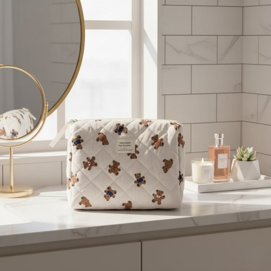 URSINA – Trousse de toilette matelassée oursons : vue complémentaire