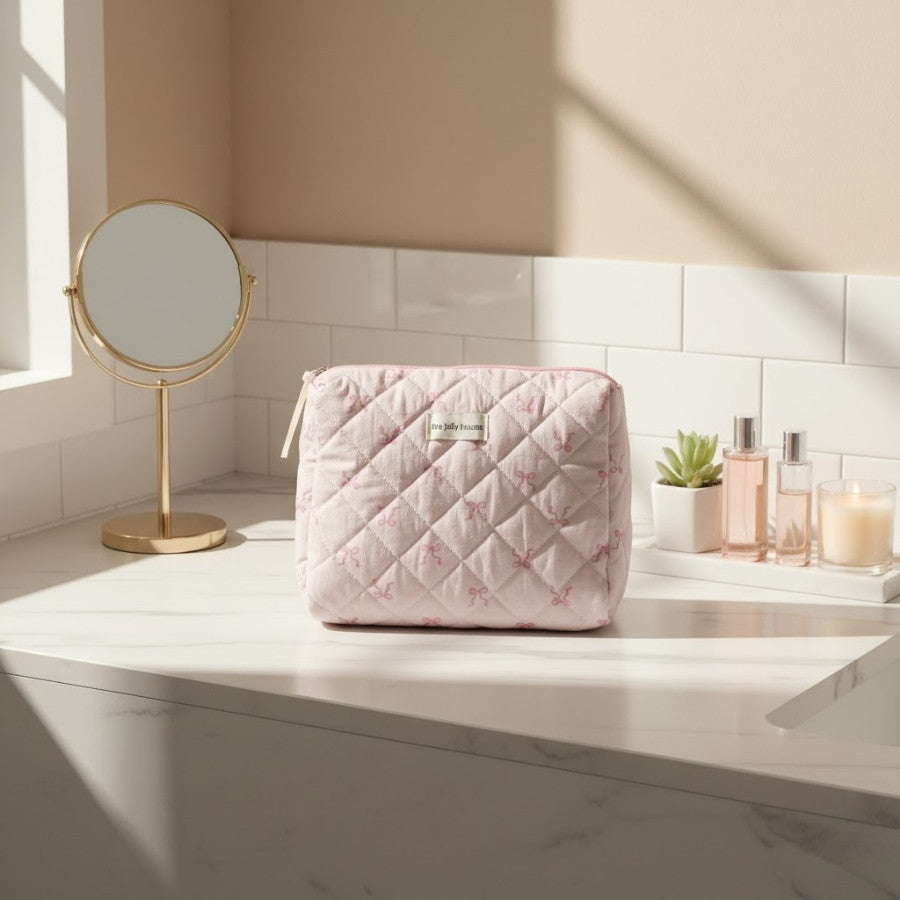 ROSALIE – Trousse de toilette rose pâle à nœuds : vue complémentaire