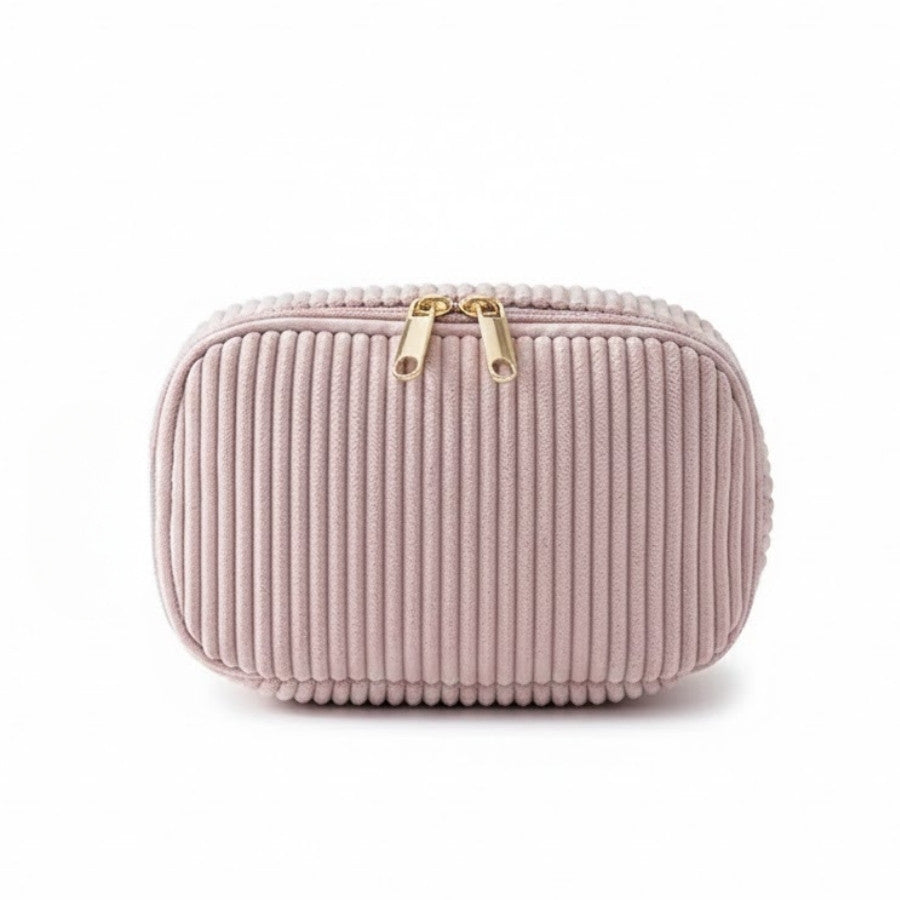 CORDÉLIA – Trousse de toilette velours côtelé rose : vue complémentaire