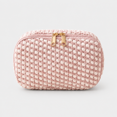 VELINA – Trousse de toilette velours texturé rose