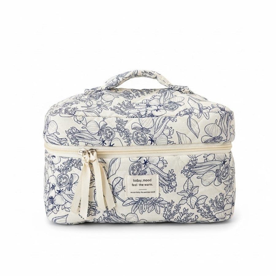 HORTIA – Vanity souple matelassé motif botanique : vue complémentaire