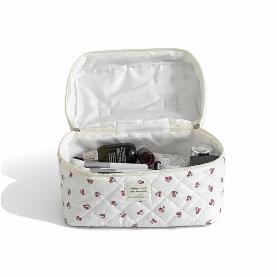 CERESIA – Vanity de toilette matelassé motif cerises : vue complémentaire