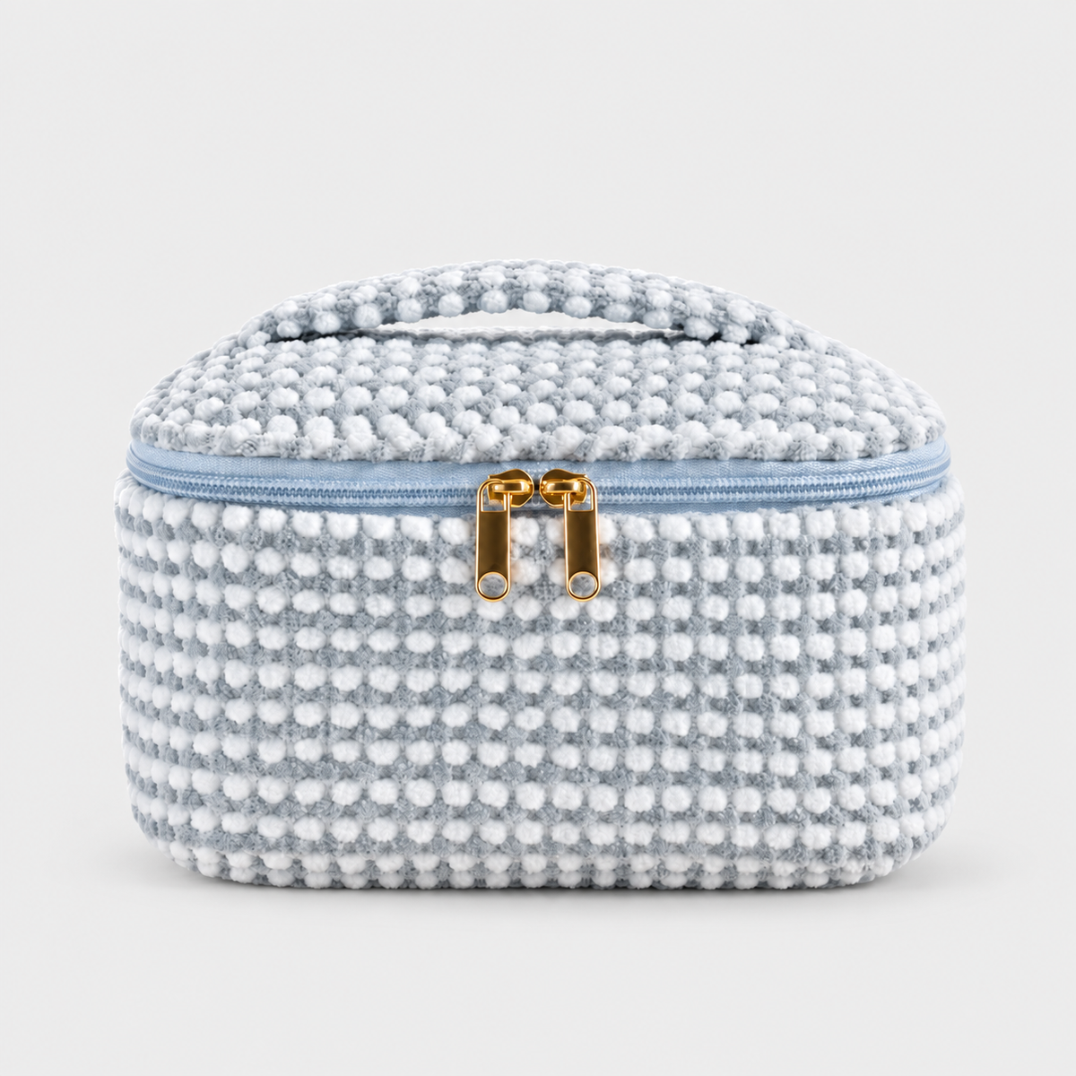 NÉVÉA – Vanity velours texturé bleu ciel – Bleu ciel et blanc